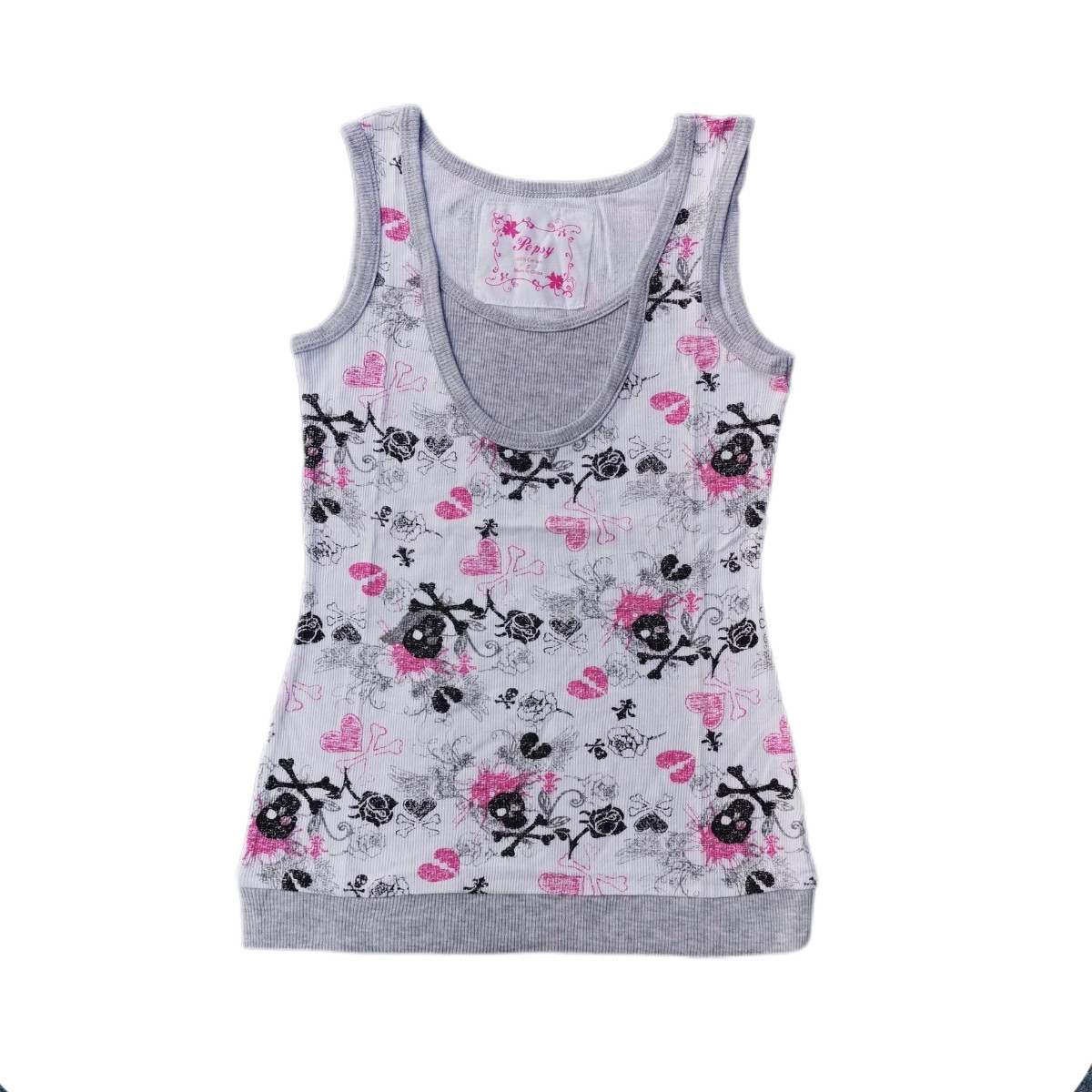 Y2K Gyaru Skull Heart Camisole – Your New Alt-Fashion Staple! - Main product image from Taobao