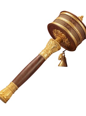 藏族转经简亚青纯铜转筒手摇转轮转动H家用摆件藏式家居客厅手持