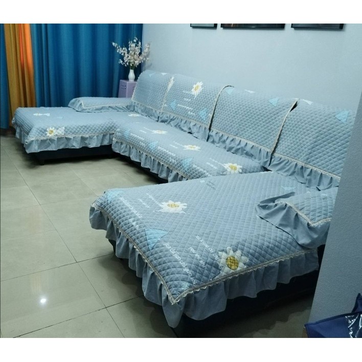 GZ6M新款布艺双贵妃全套沙发垫靠背巾扶手U型4米2以内沙发使用四