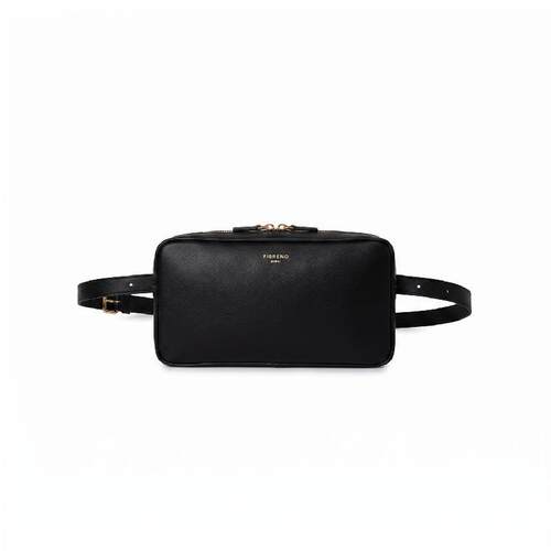 FIBRENO牛皮腰包 胸包 斜挎包DIECI BAGUETTE BAG HIP SACK BLACK