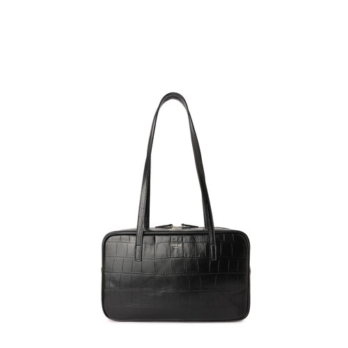 FIBRENO M码 大号牛皮鳄鱼纹相机包 黑色 DIECI BAGUETTE BAG M