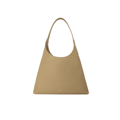 FIBRENO 大号牛皮荔枝纹HOBO包 卡其色DIECI HOBO BAG HALF