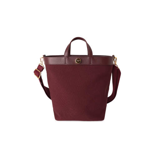 FIBRENO竖版牛皮拼帆布托特包 安哥拉红色 DIECI TUTTI BAG TALL