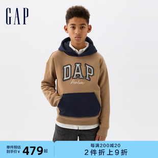 新款 Gap男女童2024春季 连帽卫衣890858 DAP联名系列 撞色长袖