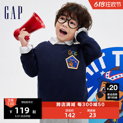 【汪汪队联名】Gap男幼童冬抓绒保暖圆领洋气运动套头卫衣847362