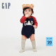 纯棉小熊logo插肩袖 Gap婴儿2024春季 爬服890310 连体衣儿童装 新款