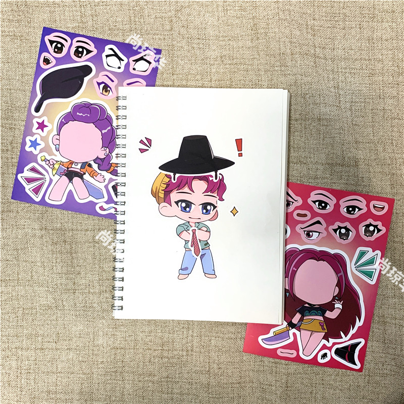 跨境款猎魔女团卡通贴纸手工创意粘贴类儿童DIY装饰贴画套装礼物