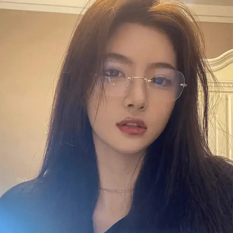 【下单立减50】钛架纯欲防蓝光无框眼镜近视女可配度数显瘦高级HX