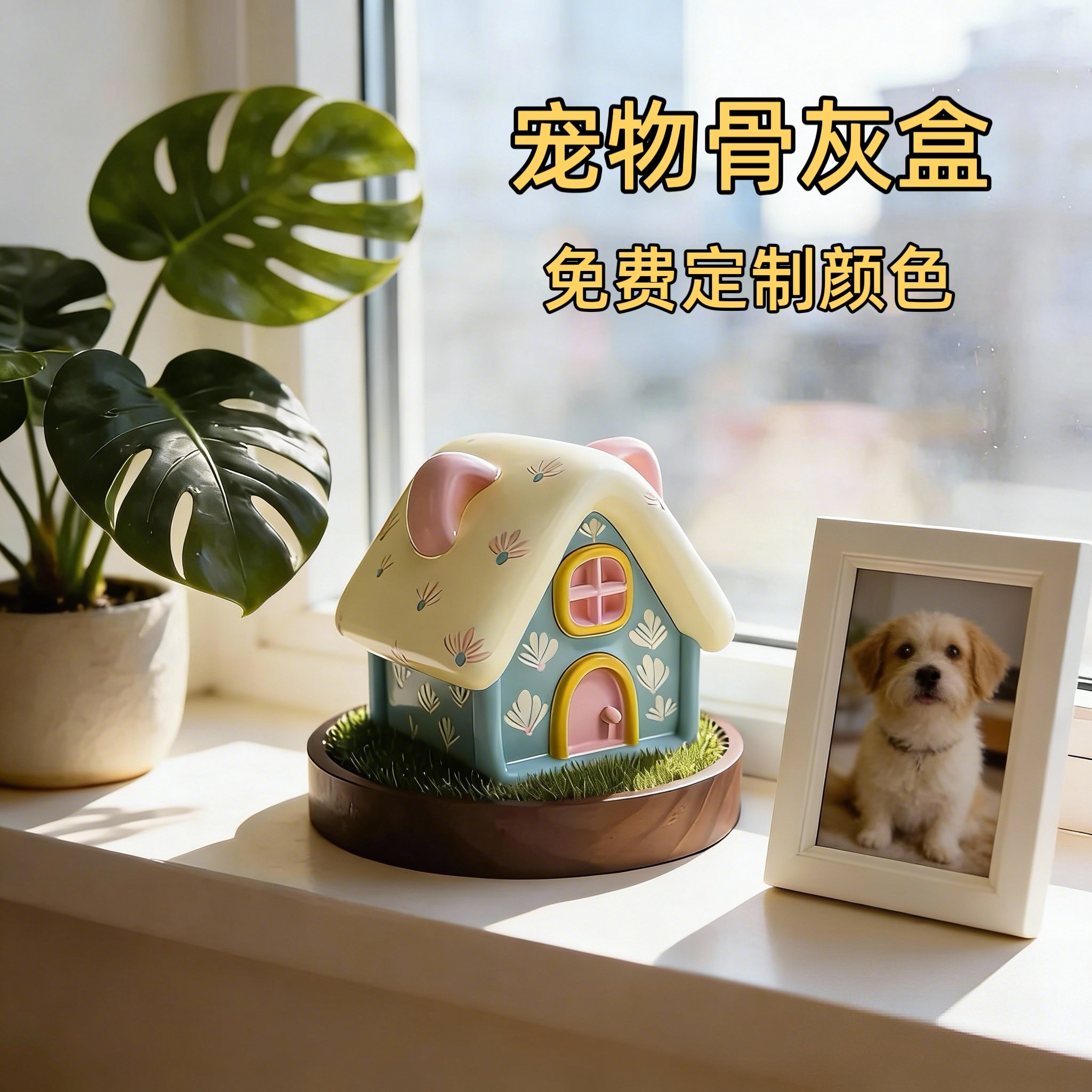 宠物狗狗猫咪骨灰盒创意毛发纪念骨灰罐定制可爱彩绘离世告别殡葬