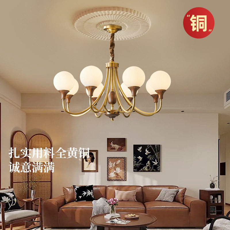 全铜法式中古客厅灯复古吊灯