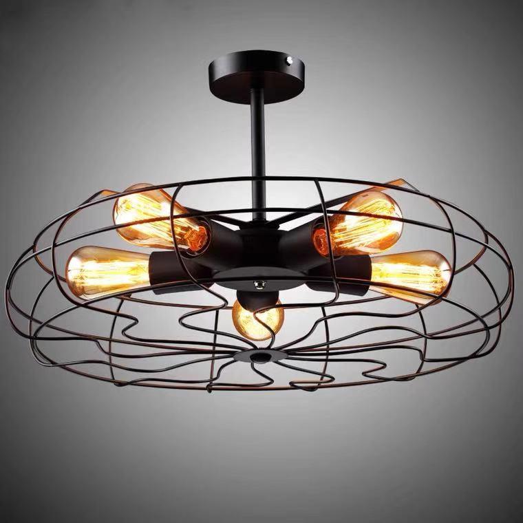 美式复古铁艺风扇吊灯客厅餐厅卧室酒吧台店铺创意艺术铁艺吊灯具