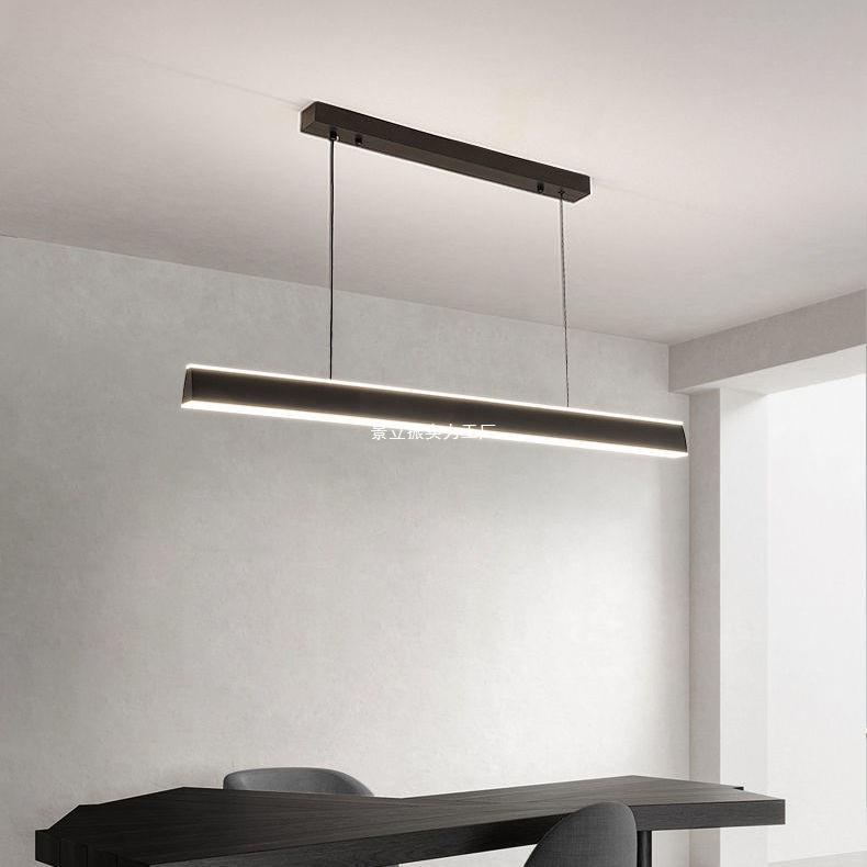 新款一字吊灯上下发光餐厅吊灯现代简约吊灯无主灯吧台led前台灯