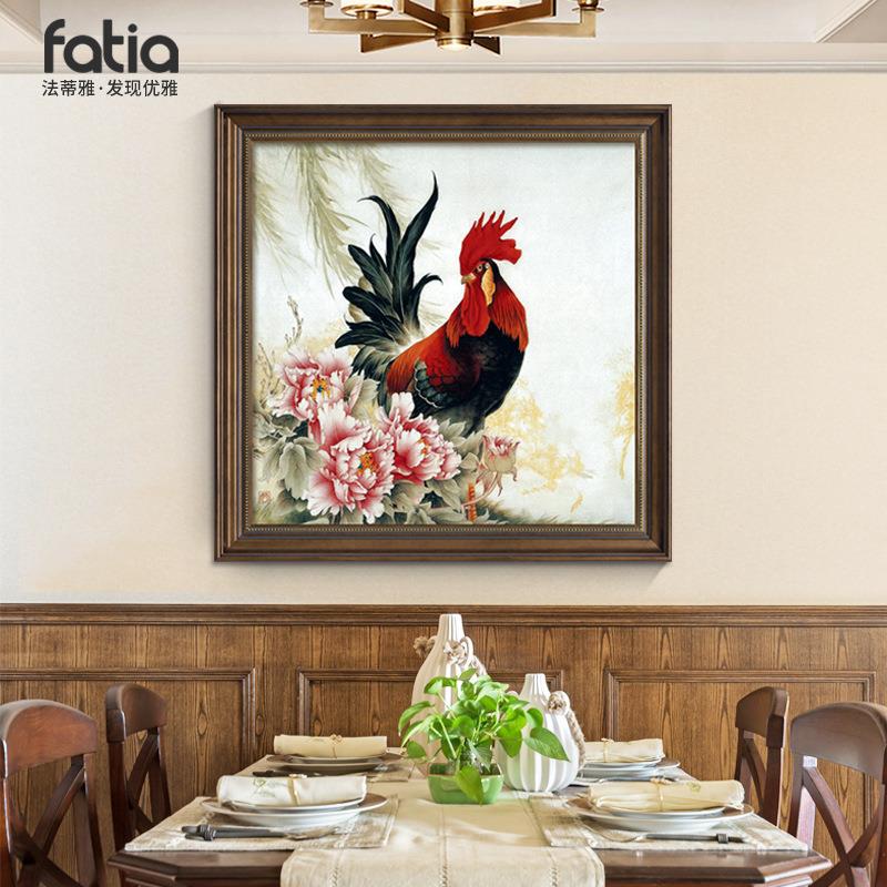 雄鸡挂画大公鸡美式餐厅装饰画客厅壁画餐桌饭厅民宿房间过道墙画