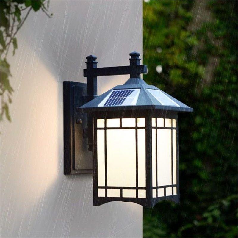 太阳能壁灯家用自动中式户外墙壁灯阳台灯花园别墅防水走廊庭院灯