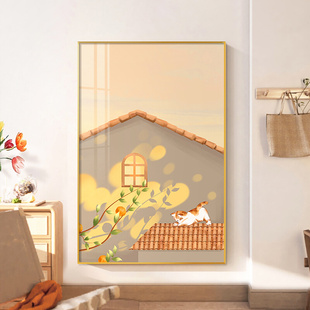 北欧入户玄关装i饰画原木风挂画客厅走廊过道温馨餐厅背景墙面壁