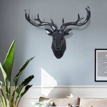 鹿头壁挂招财北欧风格动物头墙面挂饰电视墙背景装饰几何立体大号