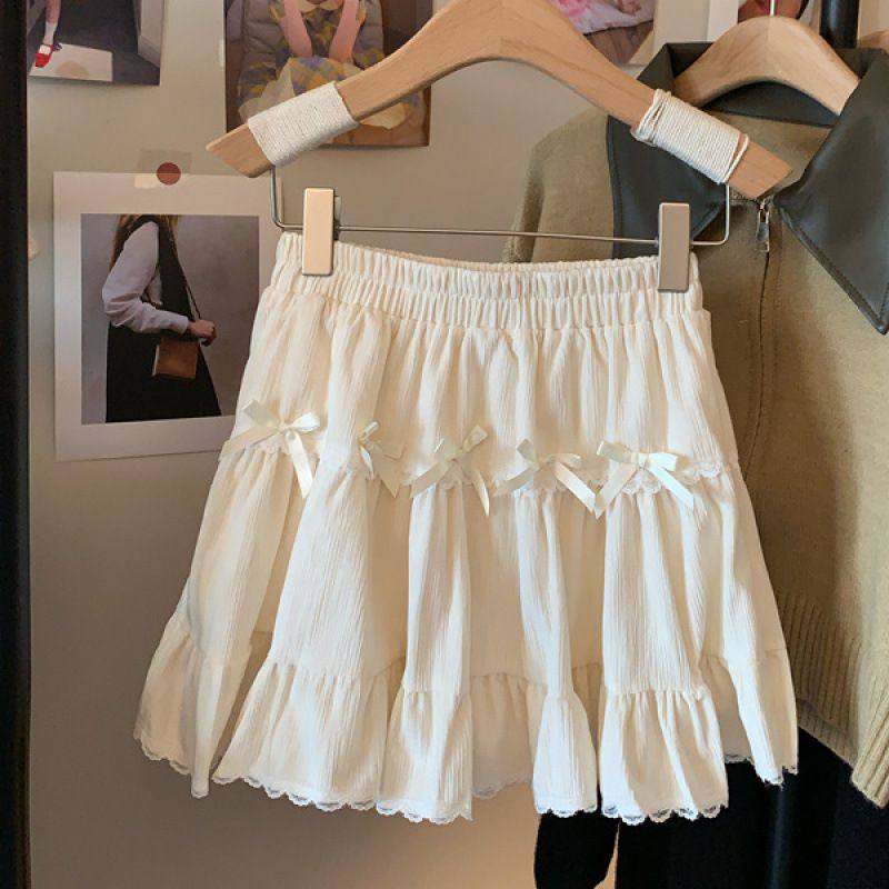 甜美蝴蝶结芭蕾花边丝绒半身裙秋冬2025新款高腰蕾丝蓬蓬蛋糕短裙,女装/女士精品,大码半身裙,淘宝优惠券,粉丝福利购,淘宝优惠卷