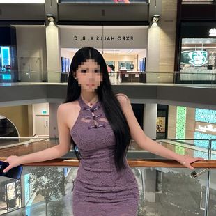 新中式盘扣露肩连衣裙高级气质御姐紫色辣妹包臀裙套装蕾丝旗袍女