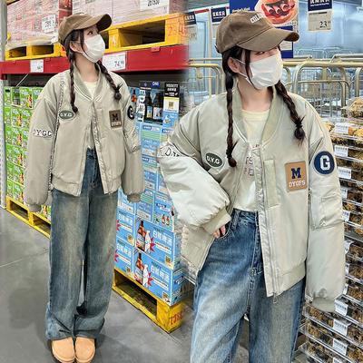 夹棉棒球服外套女短款2025春秋新款飞行员夹克小个子休闲二棉棉服