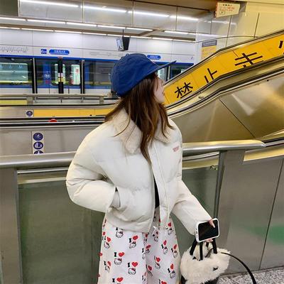 美式复古翻领羊羔绒毛领羽绒棉服女2025年新款冬季保暖短款棉衣