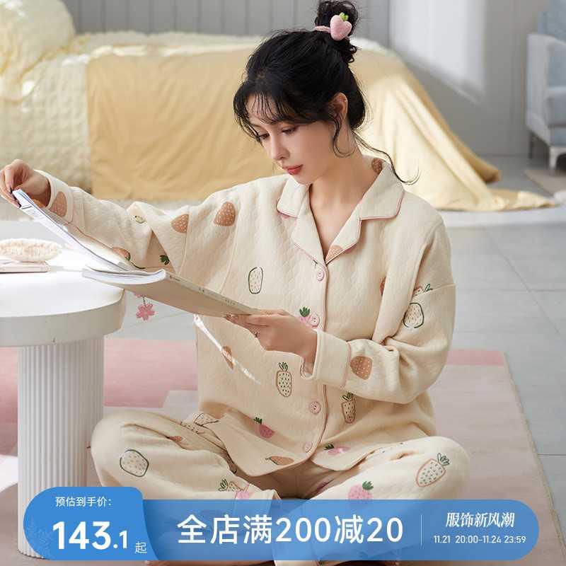 MASANON孕妇睡衣秋冬款月子服秋季产后纯棉哺乳家居服可外穿套装