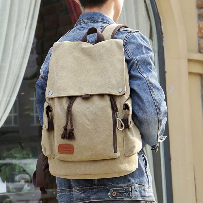 韩版男士背包休闲双肩包男时尚潮流帆布男包学生书包旅行包电脑包