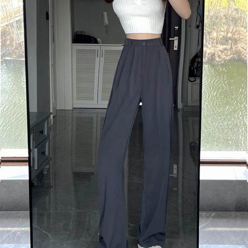 西装阔腿裤女2026夏季薄款高腰垂感显瘦九分直筒休闲高级感西装裤