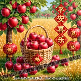 硕果累累平安喜乐装饰贴纸客厅背景墙装饰贴纸划痕遮丑过道防水贴