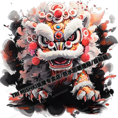 水彩国潮醒狮贴纸贴纸摩托车电动车装 饰贴纸冰箱马桶防水贴电脑