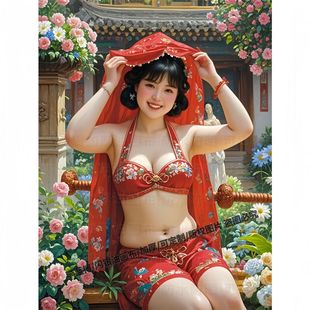 害羞的待嫁新民族风娘贴纸冰箱门窗贴纸墙面划痕贴纸汽车防水贴