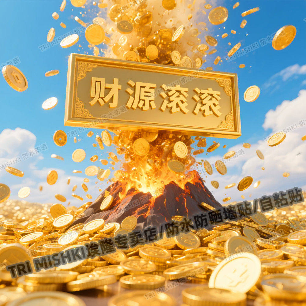 国潮财源滚滚招财进宝装饰贴纸客厅玄关装饰贴纸书房门窗防水自粘,家居饰品,软装墙贴,淘宝优惠券,粉丝福利购,淘宝优惠卷