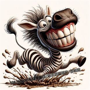 在泥地里玩耍的斑马墙贴纸摩托车电动车装饰贴纸冰箱马桶防水贴