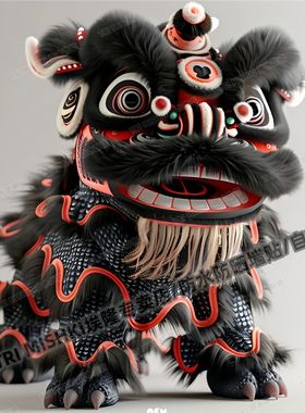 国潮黑色霸气醒狮个性贴纸摩托车电动车装饰贴纸冰箱马桶防水贴