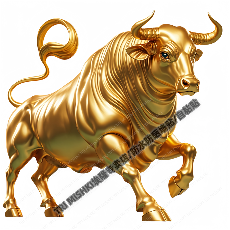 新款财富黄金牛牛气冲天贴纸客厅卧室玄关装饰贴纸书房汽车划痕贴