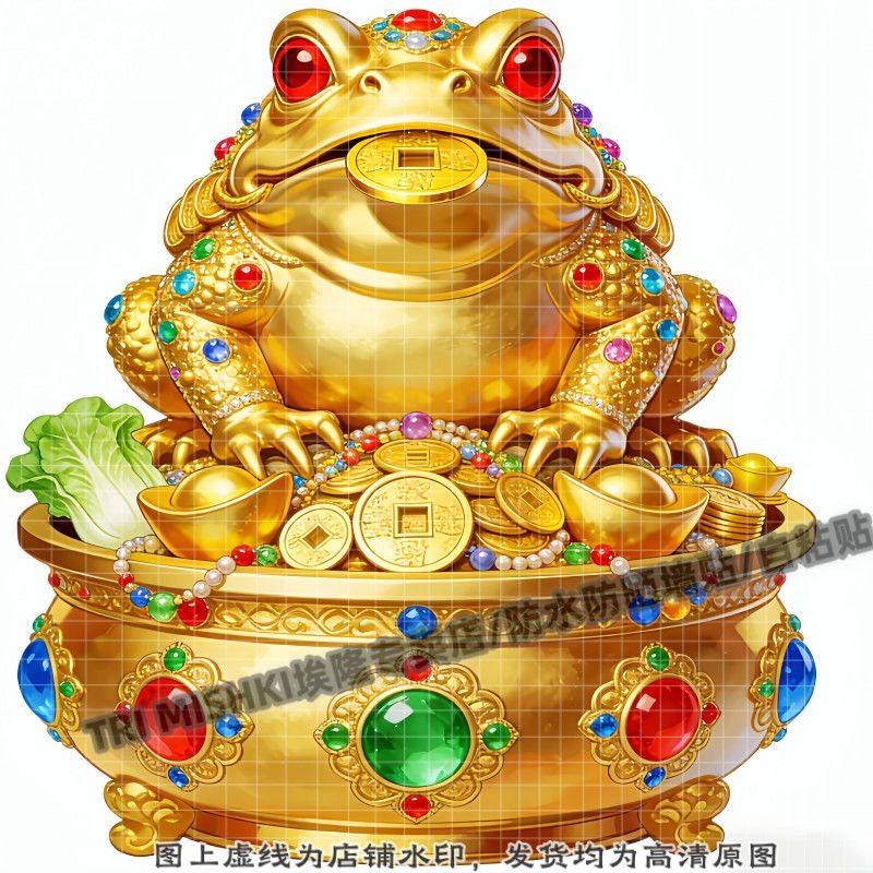 新款金色蟾蜍福满钱坤装饰贴纸客厅玄关背景墙面墙防水贴纸自粘贴,家居饰品,软装墙贴,淘宝优惠券,粉丝福利购,淘宝优惠卷