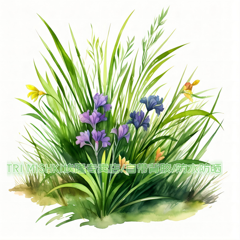 大自然绿色清新草丛装饰贴纸冰箱马桶防水贴纸卫生间墙面划痕贴