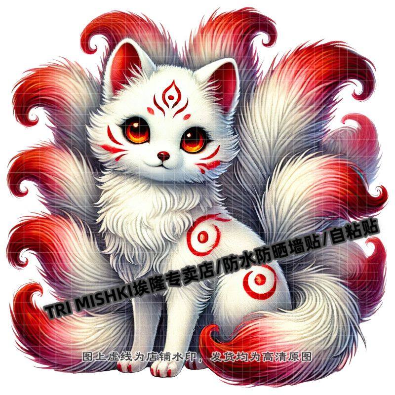 可爱神秘狐狸护宅装饰贴纸客厅玄关墙面贴汽车电瓶车划痕防水自粘,家居饰品,软装墙贴,淘宝优惠券,粉丝福利购,淘宝优惠卷