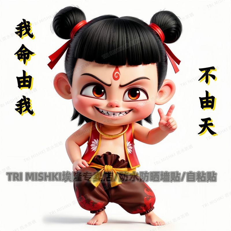 新款霸气哪吒车贴贴纸摩托车电动车装饰贴纸冰箱马桶防水贴电脑