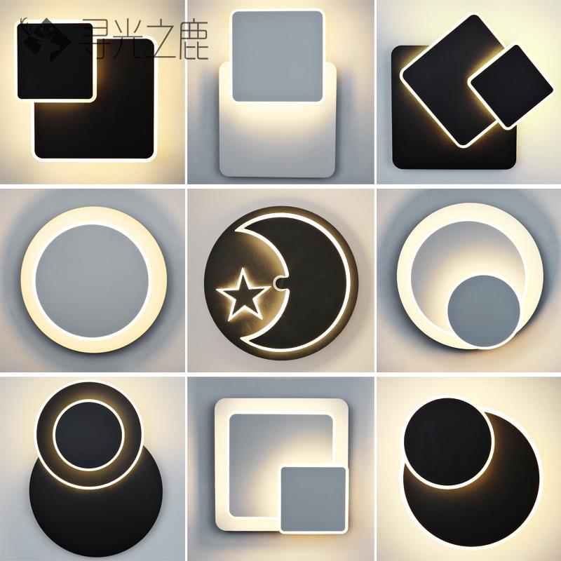 现代简约led灯 黑色白色旋转壁灯 创意时尚床头灯走廊过道墙壁灯