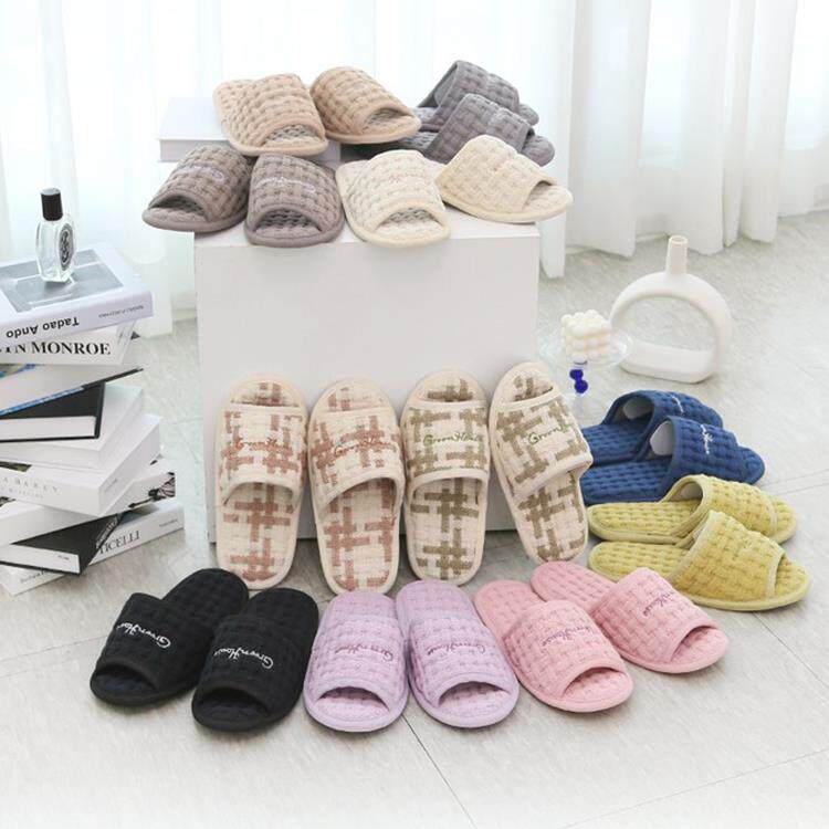 韩国原装进口马卡龙软布居家客厅黑色拖鞋纯棉手洗机洗不变形舒适