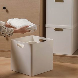 带盖本收纳筐书书柜收纳盒整理箱直角正方形收纳箱家用加厚大容量