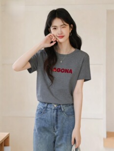 立体围巾2026春夏短袖 围巾小猫短袖 高密度双面棉