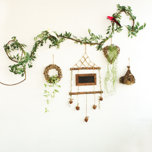田园树藤壁挂植物造景家居阳台幼儿园楼梯墙面装饰挂件环创主题墙