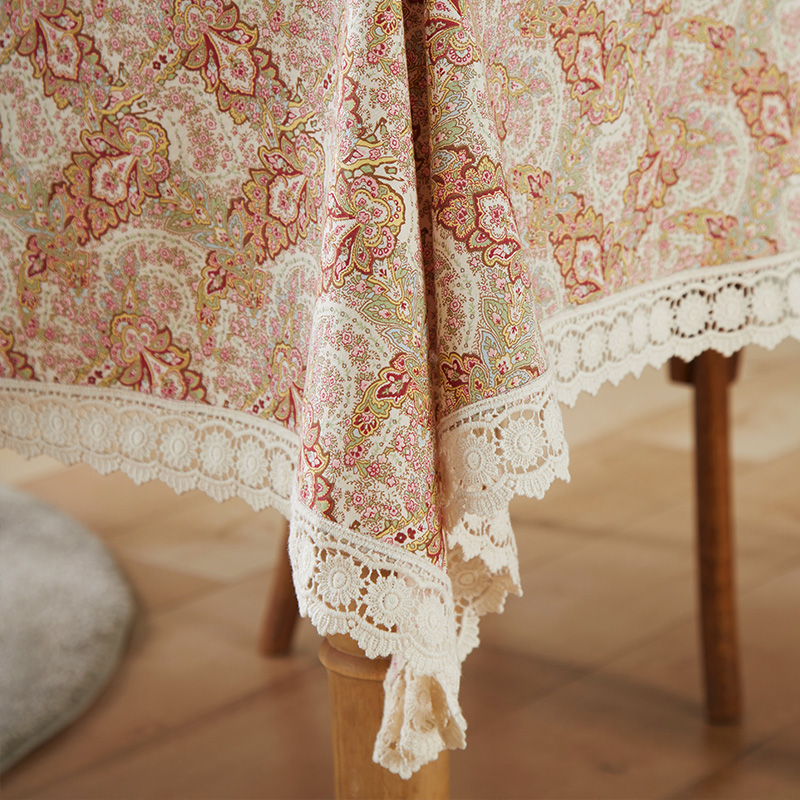 阳春小镇餐桌布艺蕾丝花边棉长方形桌布家用茶几欧式高档圆桌餐布