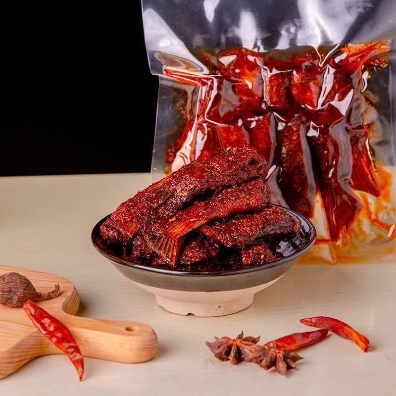 湖南爆辣香辣鱼尾湖南特产零食即食抖音同款网红小吃麻辣鱼尾巴