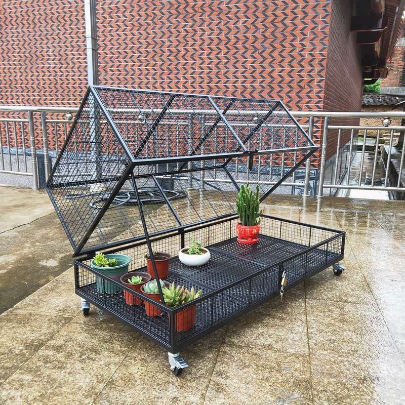 铁笼花架室外庭院金属大师设计带轮多肉防盗网防鸟露养植物花盆架