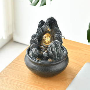 太阳能鱼缸假山自动小型流水摆件循环水泵运转水晶球不用不插电