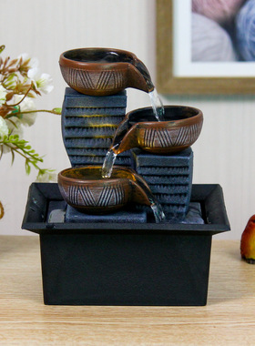 太阳能小型循环流水器摆件循环客厅茶桌面开业不插电室内假山造景