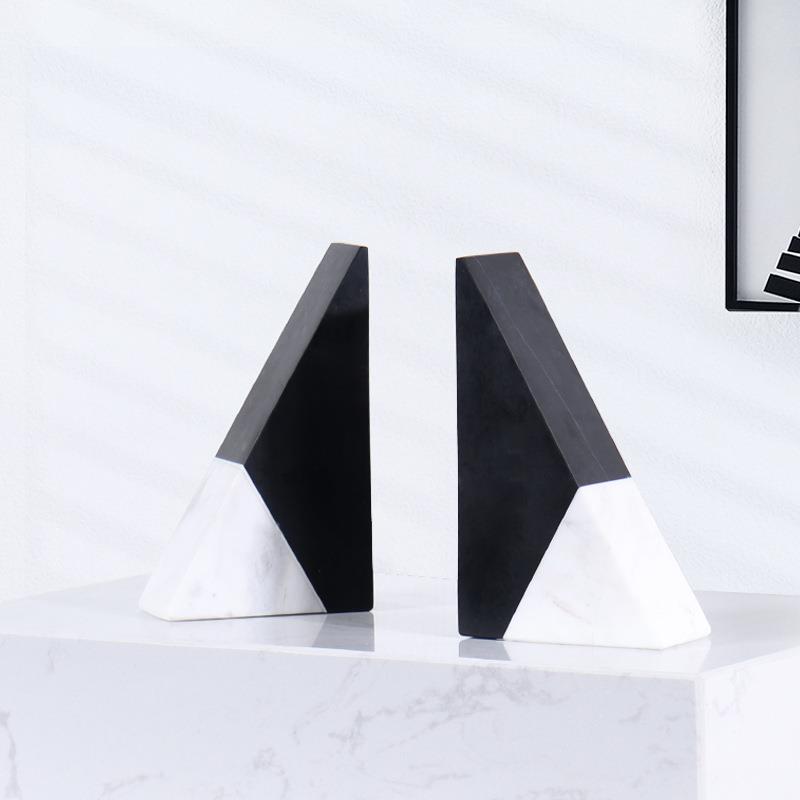 酒店卧室书房桌面书档摆件现代轻奢大理石书靠软装家居工艺品摆设