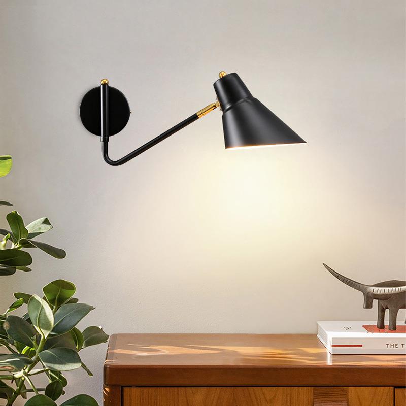 2022新款卧室床头阅读壁灯现代简约摇臂可旋转书桌上看书学习墙灯
